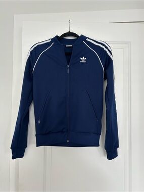 adidas Black Track Jacket with White Detailing